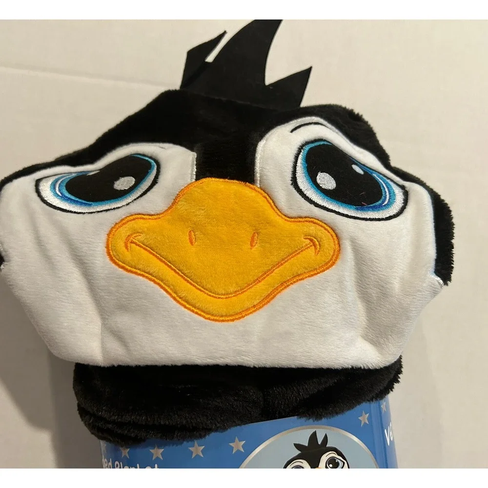 Penguin Velvet Hooded Blanket New New Kids Plush Birthday Christmas‎ 40 X 47.5